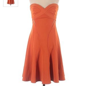 Zac Posen Z Spoke Designer Orange Corset Dress